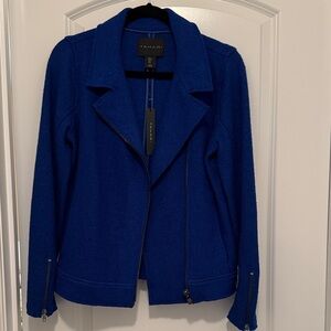 Tahari Electric Blue Zip-Front Blazer Jacket